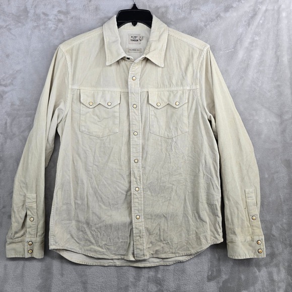 Flint and Tinder Corduroy Western Pearl Snap Shirt Mens Medium Classic Fit - Picture 1 of 11